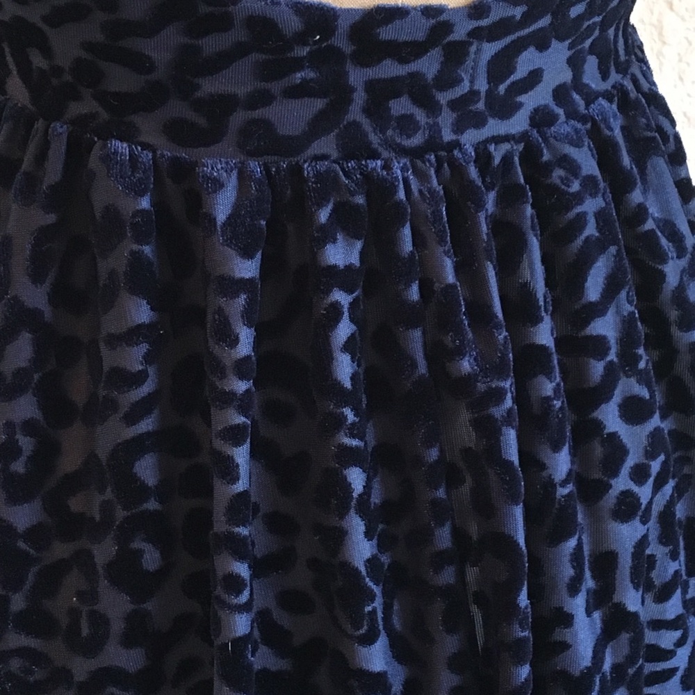 ZARA TRAFALUC Navy Velvety Cheetah Dress - Sz S - Picture 4 of 5